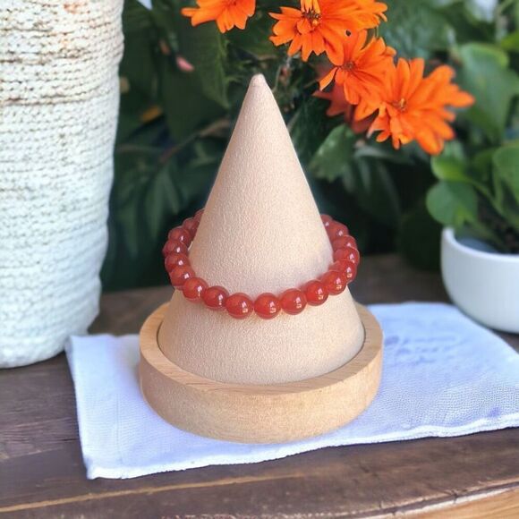 Carnelian Crystal Beaded‎ Stretch Bracelet - Picture 1 of 7